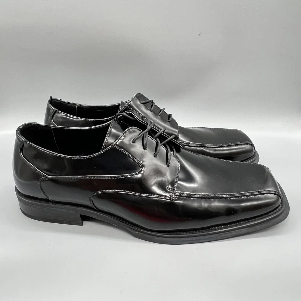Bass & Co Shoes Mens 13 Black Linden Derby Oxford Dress Square Toe New